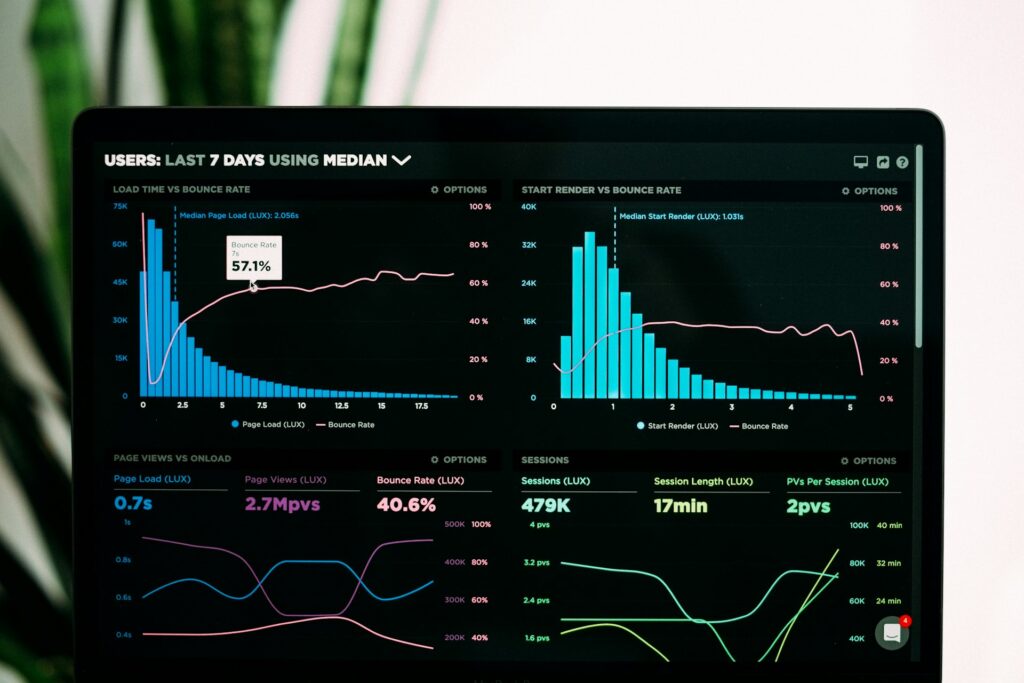 Screen with data analysis charts and tables representing bulk supplier portfolio validation